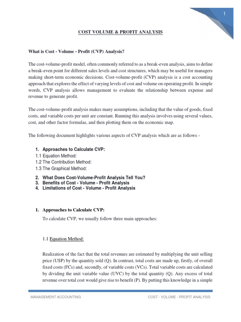 CVP Analysis in Management Accounting | PDF | Business Economics | Business