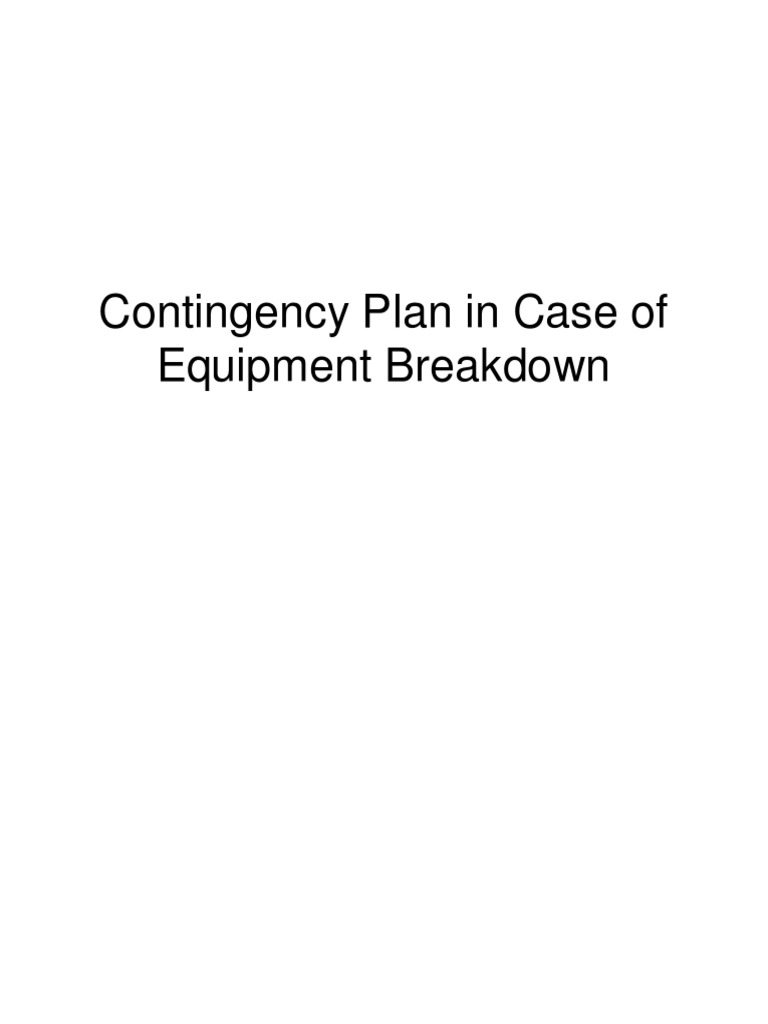 Contingency Plan in Case of Equipment Breakdown PDF Centrifuge Laboratories