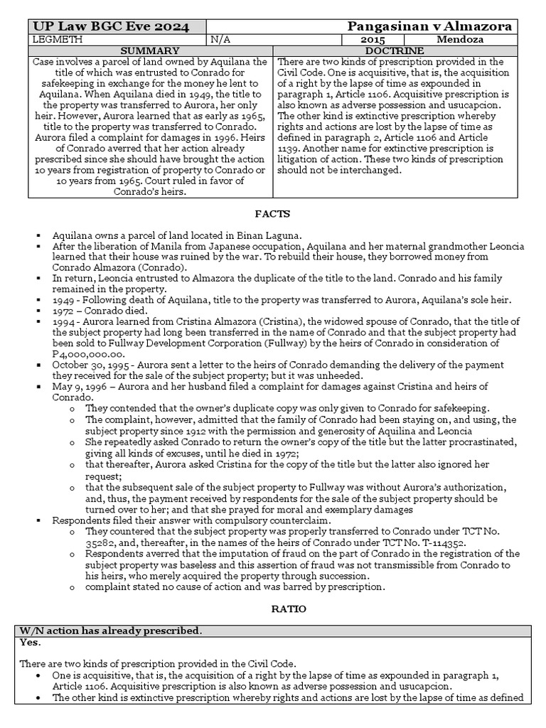 009 Pangasinan V Almazora Download Free PDF Adverse Possession