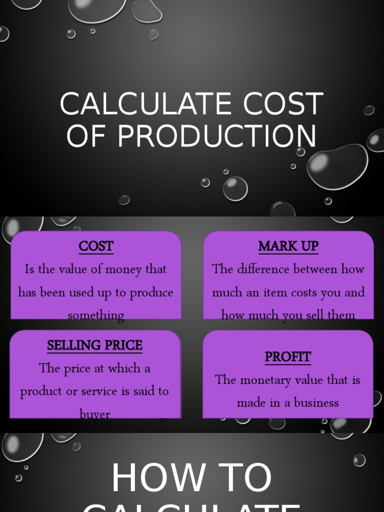 Calculate Cost of Production PDF Cost Prices