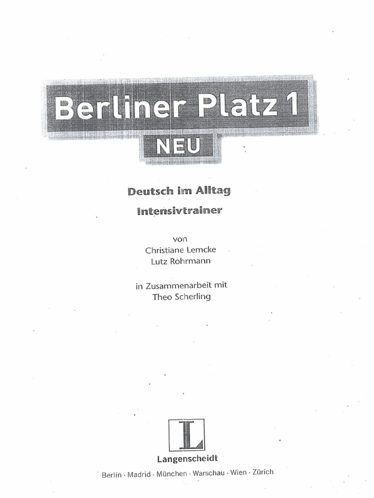Berliner Platz 1 Neu Deutsch Im Alltag Pdf
