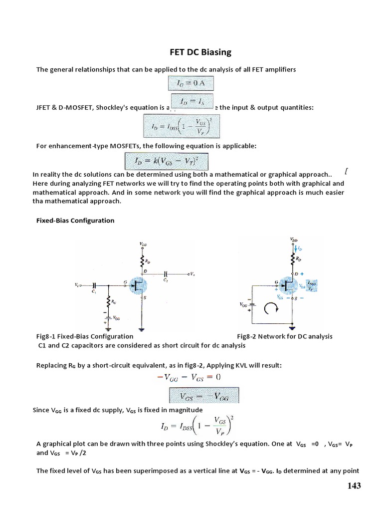 FET DC Biasing Techniques Fixed Bias, Self Bias, Voltage Divider Bias