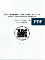 Universidad Ricardo Palma: Certificado de Estudios