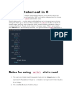 Switch Statement in C: Rules For Using Statement