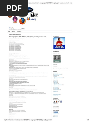 Seriales Y Soluciones Descargar Pes 6 11 12 Pc Ps2 Y Ps3 Parches Y Mucho Mas Pdf Mac Os Yo Telefono