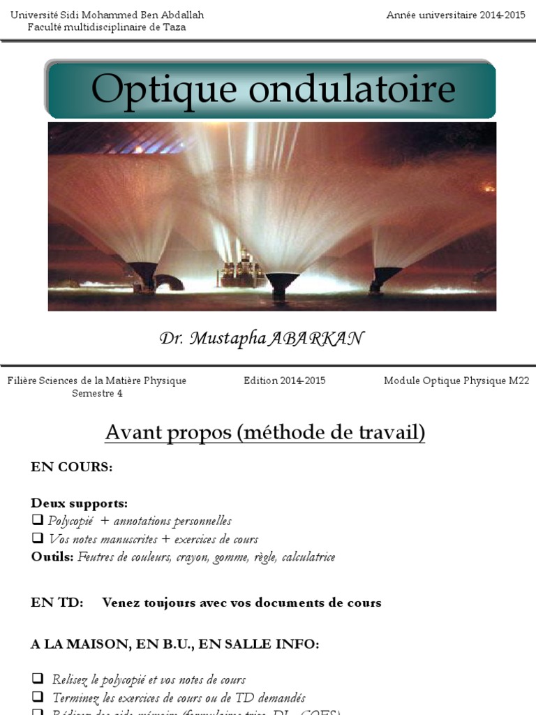 Onde Polarisée Dans Le Plan D incidence Schéma En Perspective Poly-Optique Physique - SMP - 2015 | PDF | Polarisation (optique) |  Réfraction