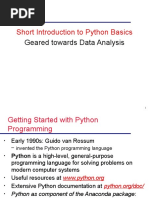 Short Introduction To Python Basics: Geared Towards Data Analysis