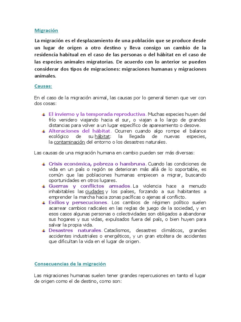 Causas y Consecuencias de la Migración | PDF | Migración humana | Sociedad