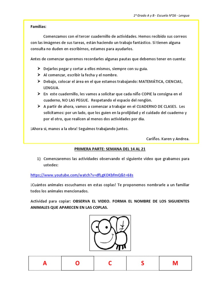 Actividades de Lengua para Primer Grado | PDF