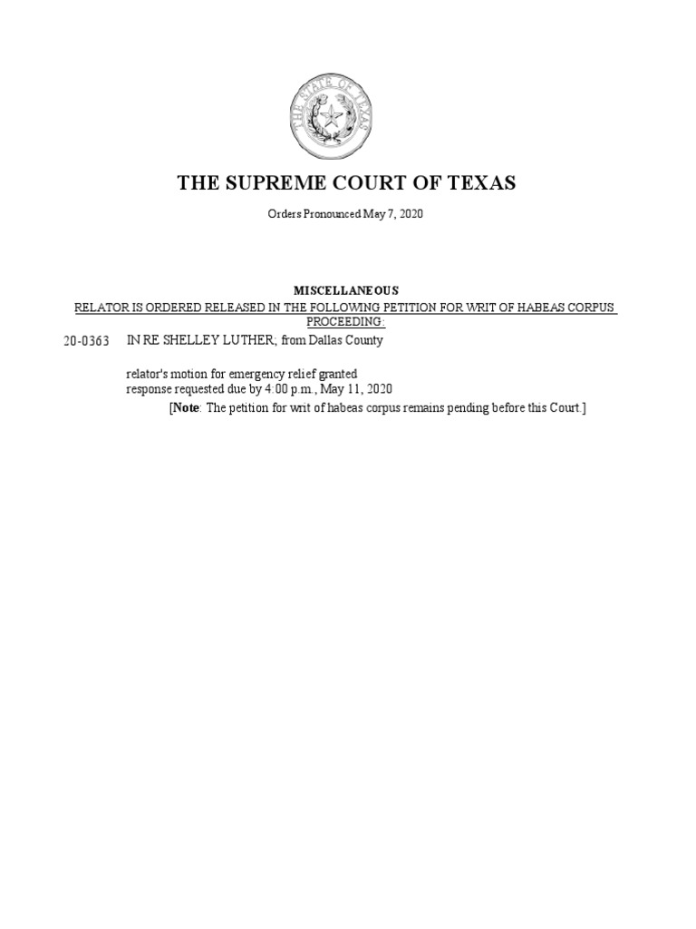 Supreme Court of Texas Orders 05 07 2020