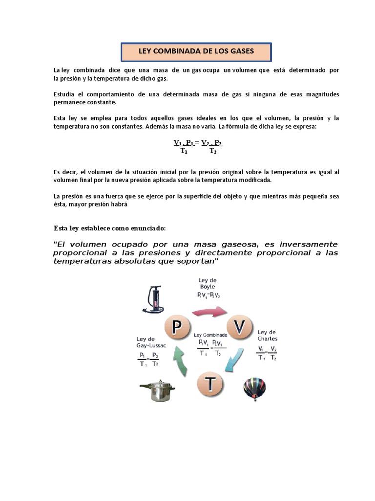 2 Ley Combinada de Los Gases | PDF | Gases | Oxígeno