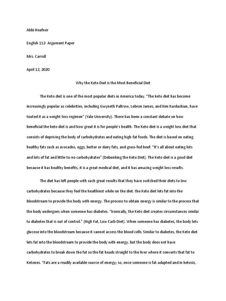 Argument Paper Ketogenic Diet Dieting