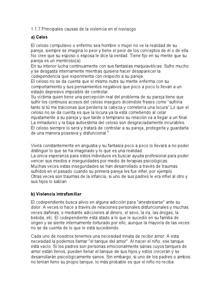 Causas de la violencia en el noviazgo y su justificación | PDF ...