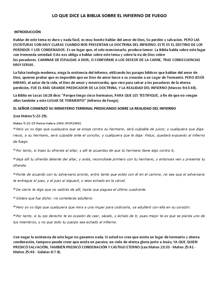 La Realidad del Infierno en la Biblia | PDF | Infierno | Cristo (título)