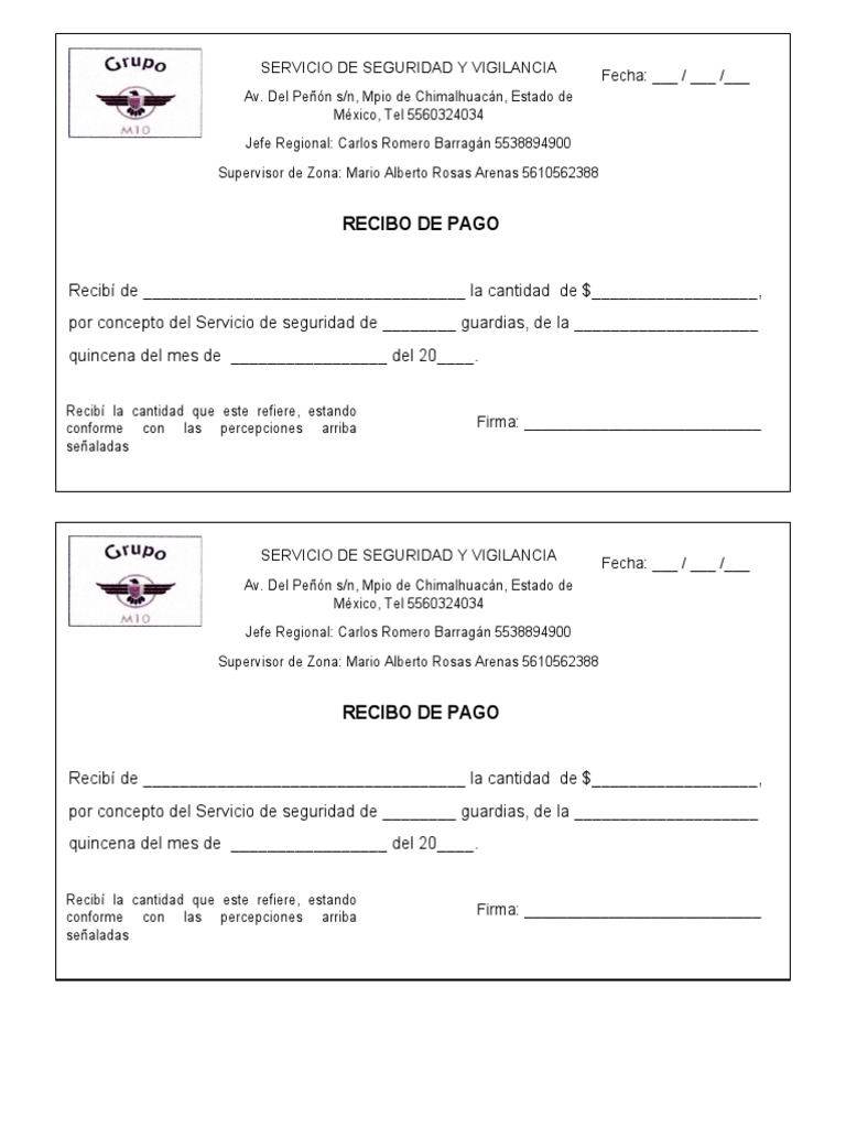 Documento Recibo De Pago Recibo de Pago | PDF
