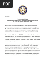 Dallas District Attorney Statement on Shelley Luther Case