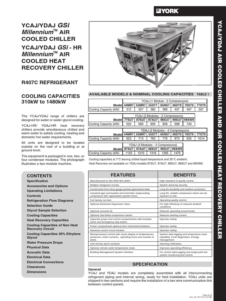 YCAJ/YDAJ Air Cooled Chiller Manual | PDF | Heat Exchanger | Air ...