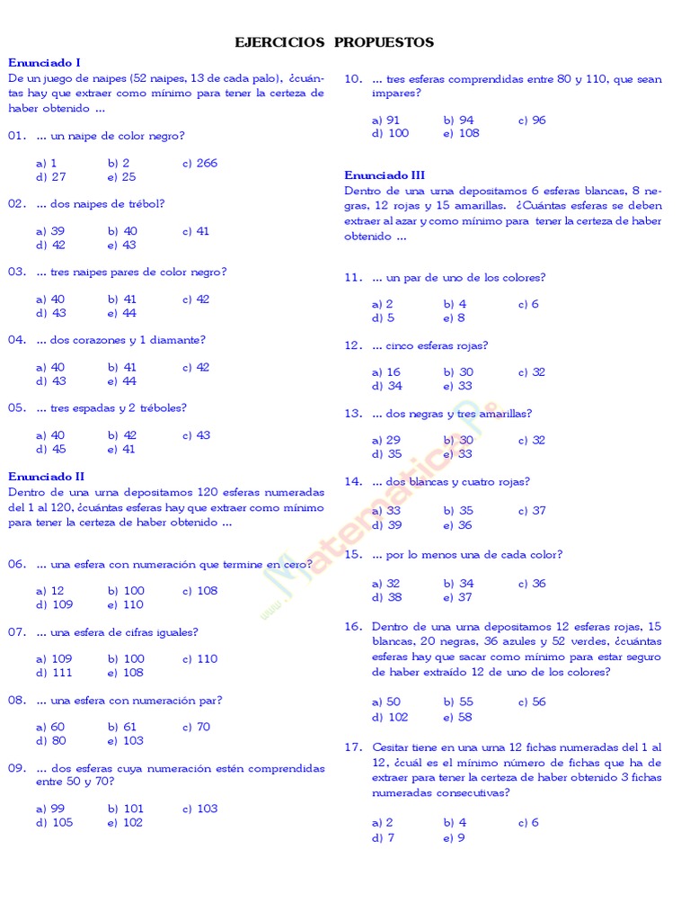 Ejercicios de Probabilidad y Combinatoria | PDF | Color | Ocio