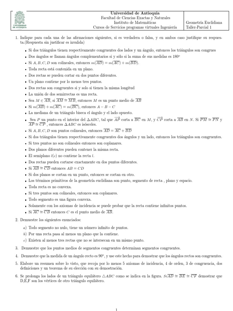 Ejercicios de Geometría Euclidiana | PDF | Triángulo | Geometria plana)