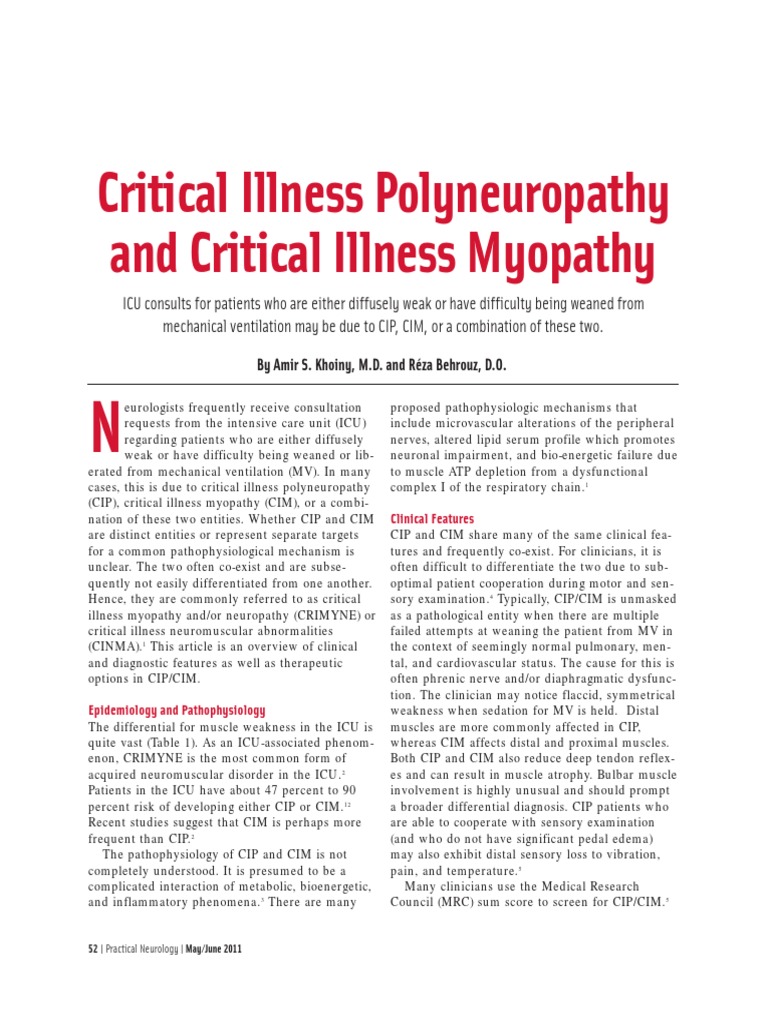 Critical Illness Polyneuropathy and Critical Illness Myopathy PDF PDF