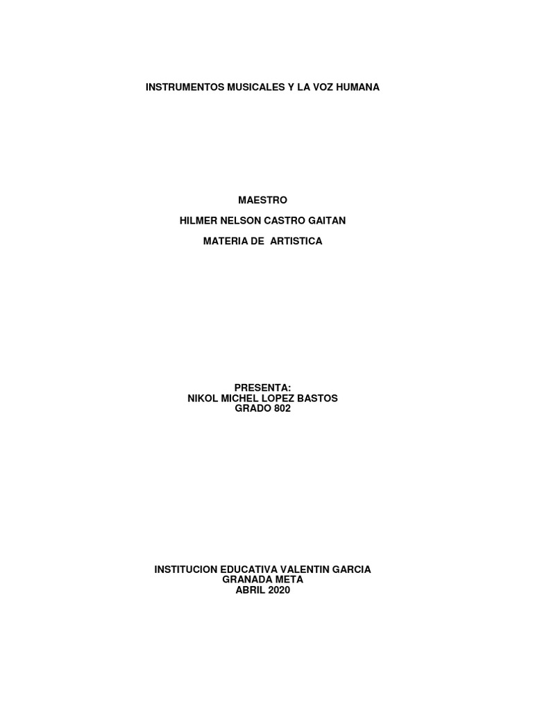 Instrumentos Musicales y Voz Humana | PDF | Instrumentos musicales ...