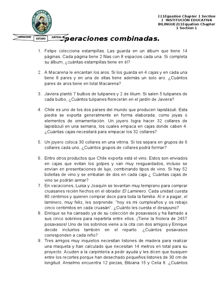 Problemas de Matemáticas y Operaciones Combinadas | PDF | Arte