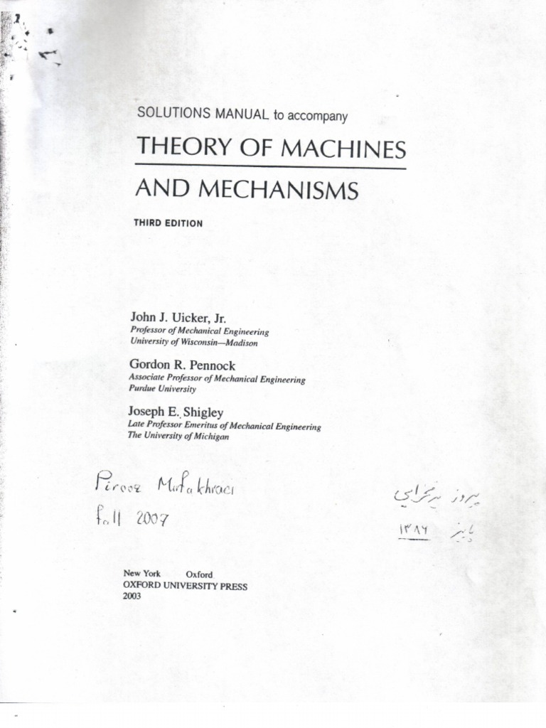 Solutions Manual for Theory of Machines | PDF