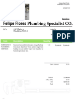 Felipe Flores Plumbing Specialist CO.: Invoice