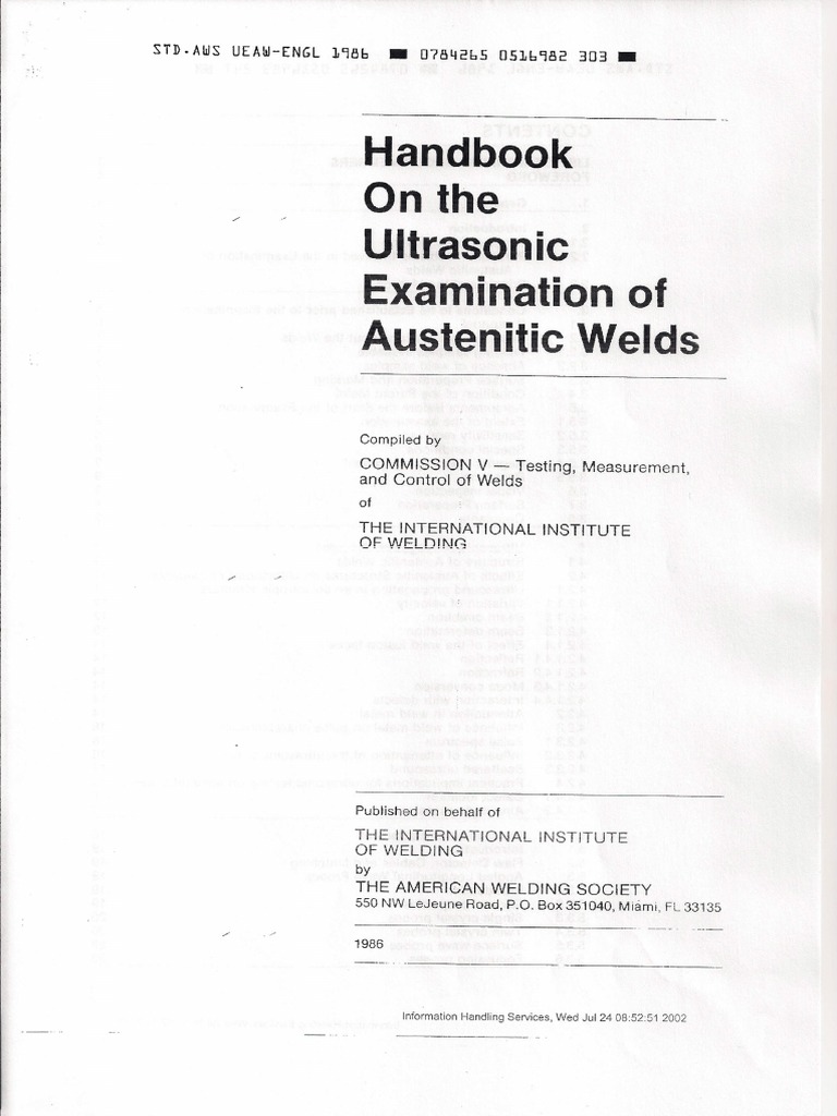 Ultrasonic Testing of Austenitic Welds | PDF | Nondestructive Testing ...