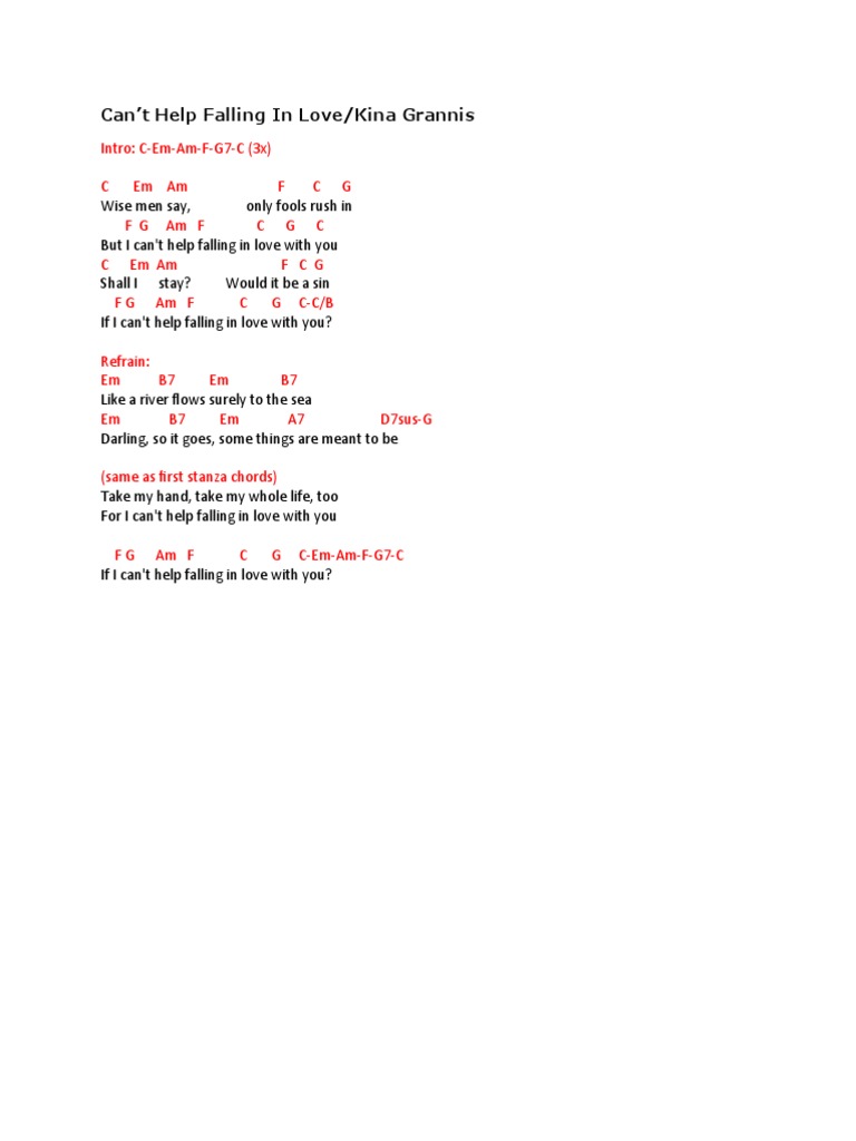 Can't Help Falling in Love (Kina Grannis) PDF