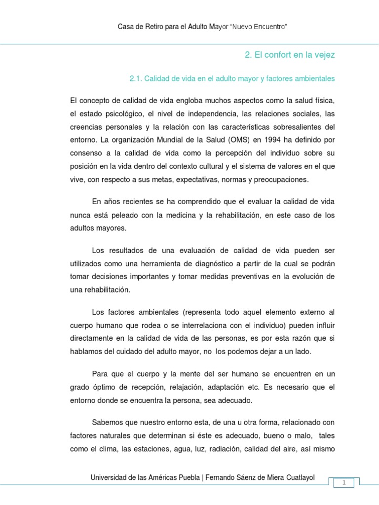 Confort y Calidad de Vida en Adultos Mayores | PDF | Sonido | Calidad ...