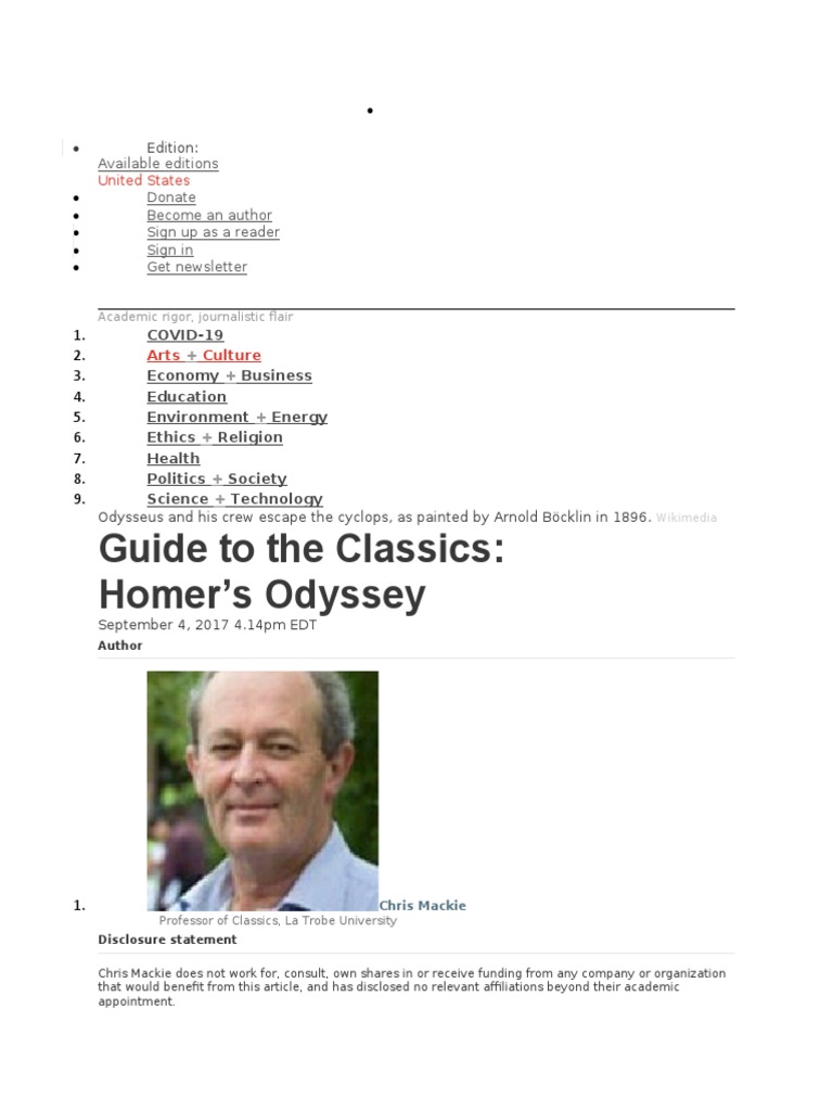 Guide To The Classics: Homer's Odyssey | PDF | Odyssey | Odysseus