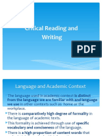 Critical Reading For Academic Writing