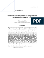 Thematic Development in English and Translated Academic Texts
