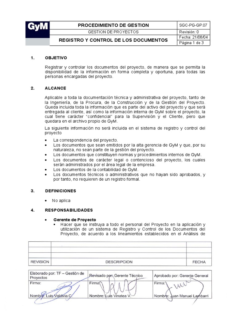 SGC PG GP 07 Registro y Control de Documentos Rev 0 | PDF | Business ...