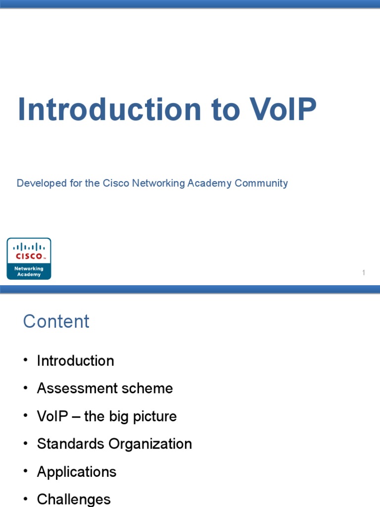 Introduction To Voip: Developed For The Cisco Networking Academy ...
