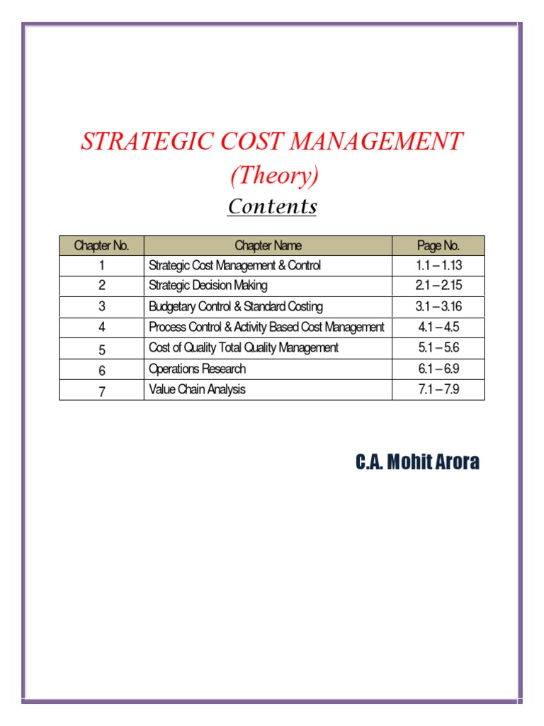 Strategic Cost Management Overview | PDF | Inventory | Pricing