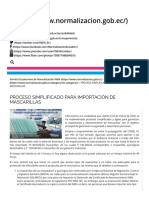 PROCESO SIMPLIFICADO PARA IMPORTACIÓN DE MASCARILLAS - Servicio Ecuatoriano de Normalización INEN PDF