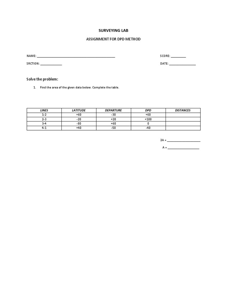 DPD Method Surveying Assignment | PDF
