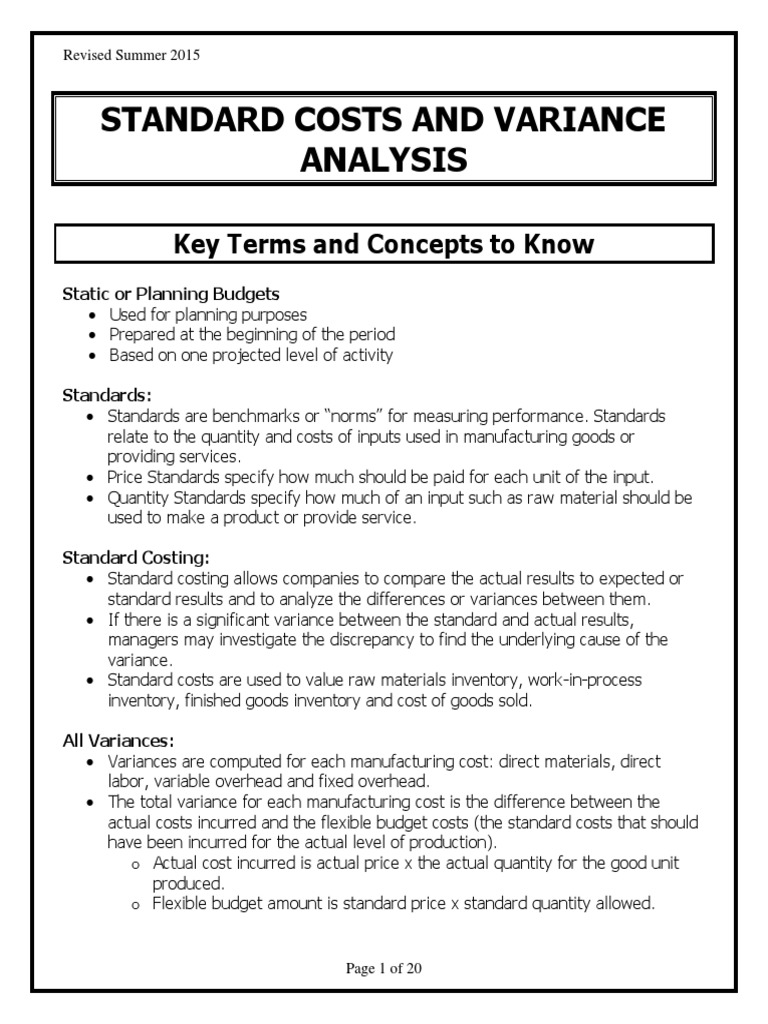 Standard Costing and Variance Analysis | PDF | Labour Economics | Cost