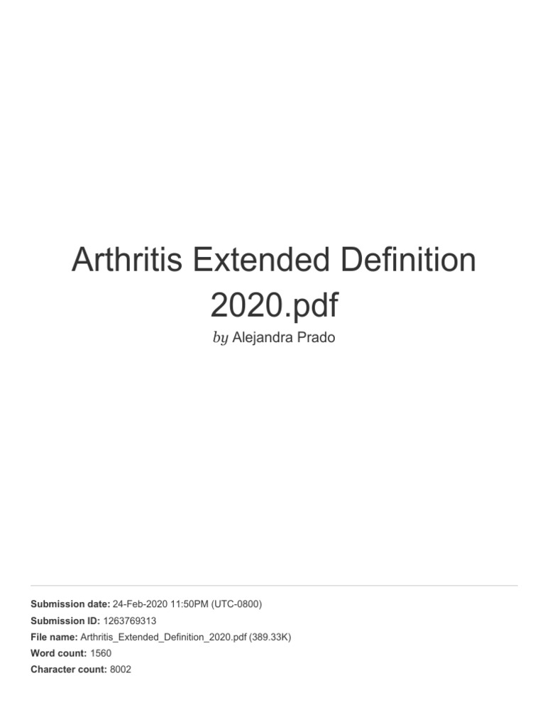 Arthritis Extended Definition 2020 PDF Citation Communication