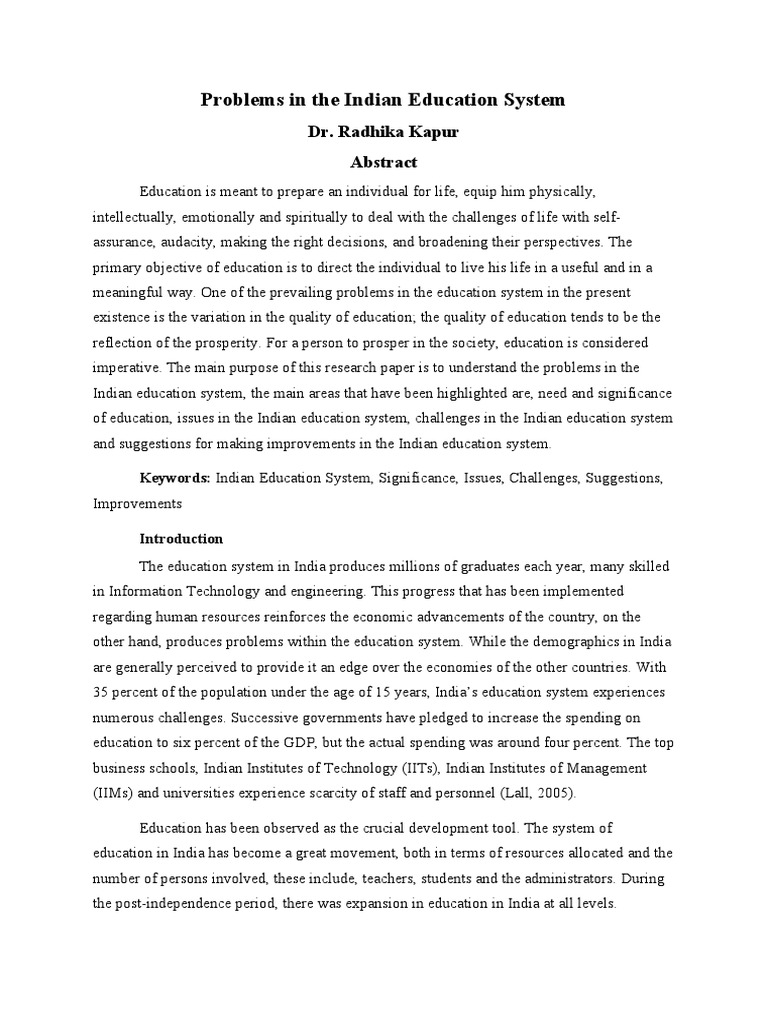 INDIAN EDUCATION SYSTEM PROBLEMS AND SOLUTIONS PDF visual data 4