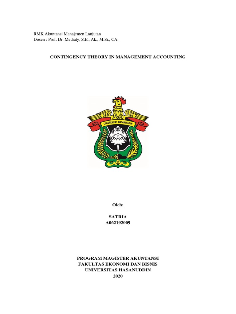 Contingency Theory in Management Accounting | PDF