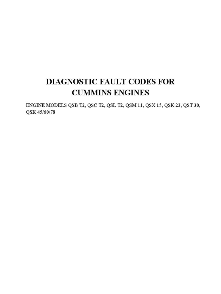 Diagnostic Fault Codes For Cummins Engines PDF