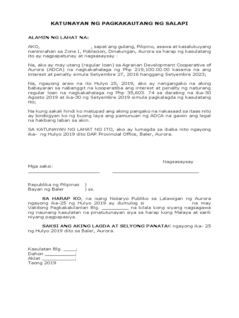 Sample Katunayan NG Pag Aayos | PDF