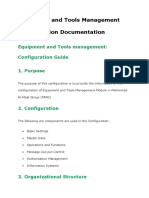 Equipment and Tools Management Configuration Documentation