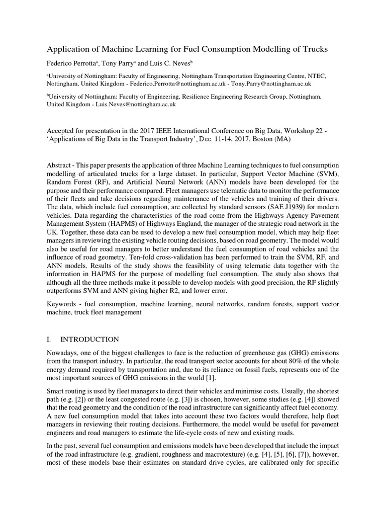 Machine Learning for Truck Fuel Modelling | PDF | Cross Validation ...