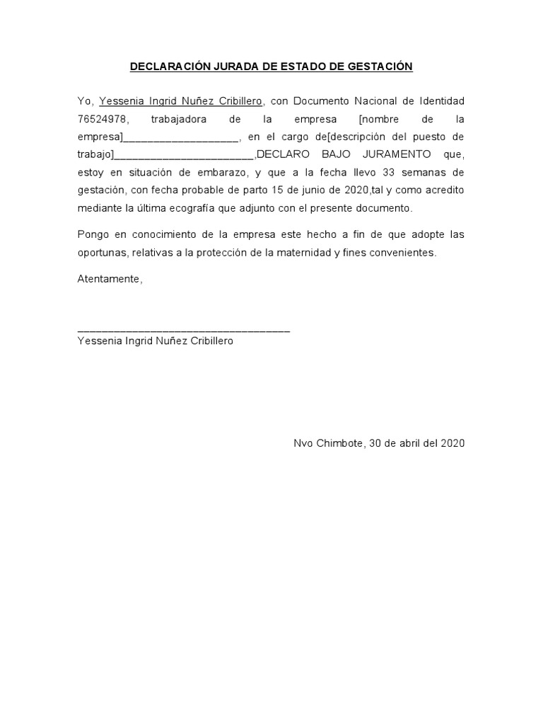 Top 44+ imagen modelo carta comunicado de embarazo a la empresa