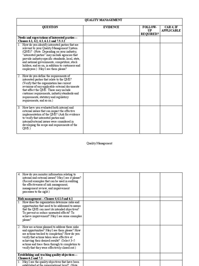 Quality Management System Audit Guide | PDF | Quality Management System ...