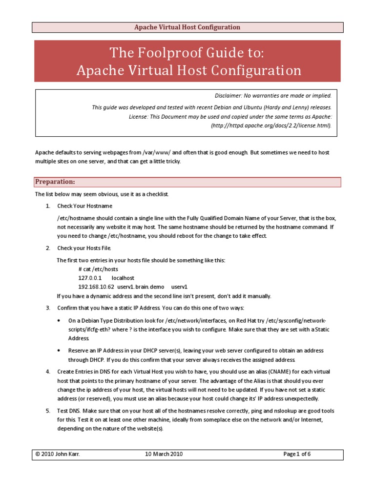 Apache2 Virtual Hosts | PDF | Apache Http Server | Internet Protocols